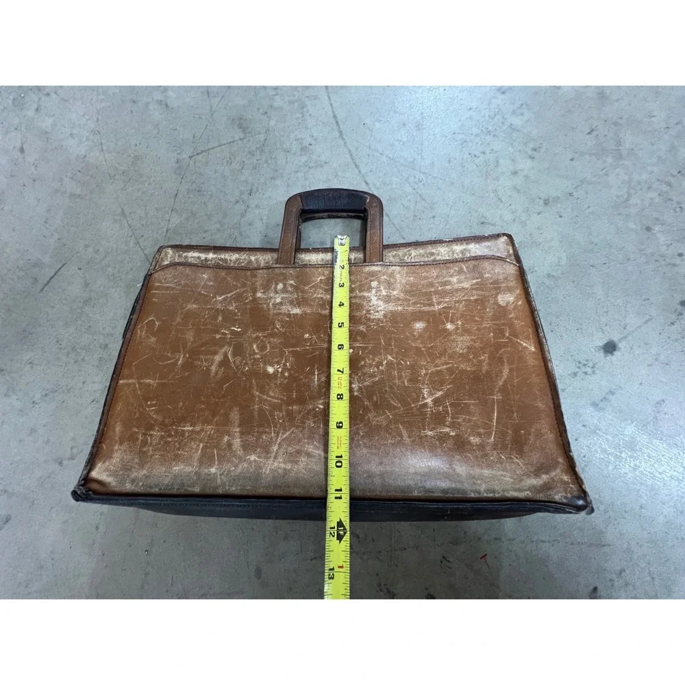 Vintage Leather Briefcase Mens Large Brown Fair Distressed Professional Bag